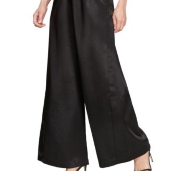 Alex Evenings Wide Leg Pants Women's Plus Size 2X Black Satin Dressy Flowy - Picture 1 of 12